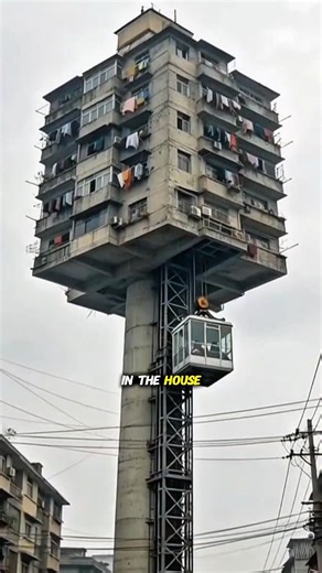 Sky-High Living on a Single Pillar? 😳 The Elevator Goes Straight Up! #viral #trending