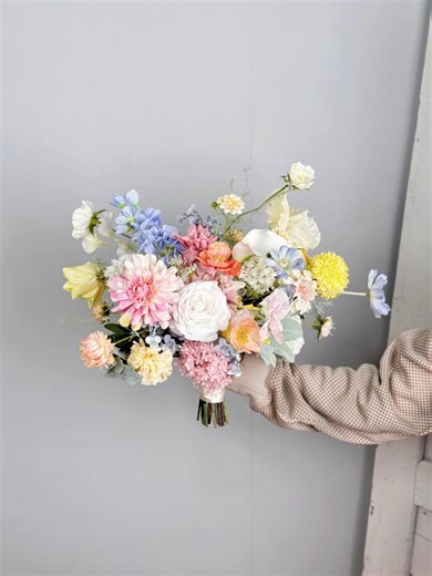 Pastel Wildflower Bridal Bouquet, Spring Wedding Bouquet, Boho Flower Bouquet, Design in Poppy, Daisy, Dahlia,ranunculus, Carnation, Zinnias - Etsy Australia