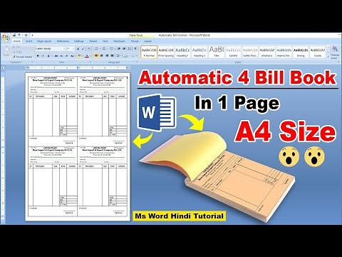 Wow🔥🔥How to Make Automatic Bill Book Design in Microsoft Word | Automatic 4 Bill in Single A4 Size