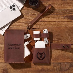 Personalized Leather Tech Organizer: Custom Cable or Gadget Pouch, Travel Gift for Him or Her - Etsy