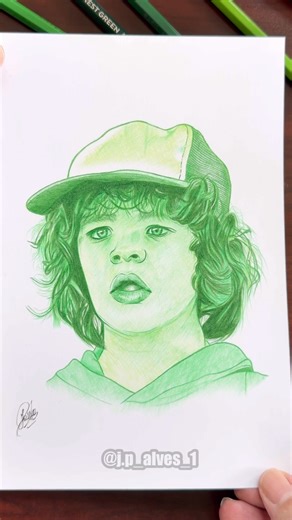 Drawing Dustin with the color Green 🟢💚 - Stranger Things 5 #dustin #strangerthings5 #drawing #art