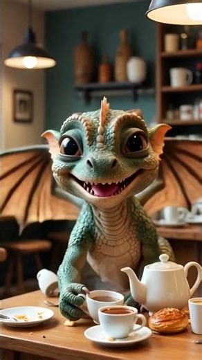 Dragon Drinking Coffee, Slightly Scaring People 🐉☕