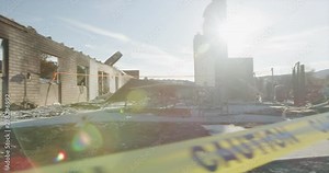 Gimbal shot of fire damage caused by Thomas Fire in Ojai Dec 2017. Ventura county, California