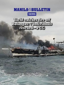 WATCH: A motor yacht caught fire off Tingloy, Batangas on Tuesday morning, Jan. 27, the Philippine Coast Guard said (PCG). Seven crew members of motor yacht “M/Y Allusive” were rescued by concerned individuals after the vessel went up in flames while sailing in waters off Tingloy. (Video courtesy of PCG) | MANILA BULLETIN