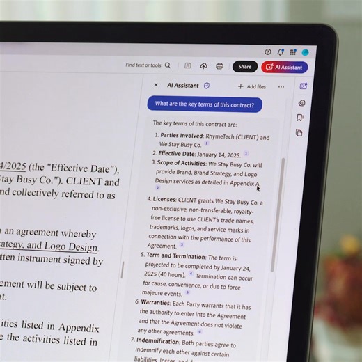 Discover how sales rep Zae Jenkins uses Acrobat AI Assistant to help him understand contract terms and strengthen customer relationships. | Adobe Acrobat