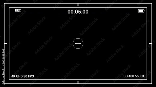 Video camera recorder overlay, with transparent background and recording timecode animation.