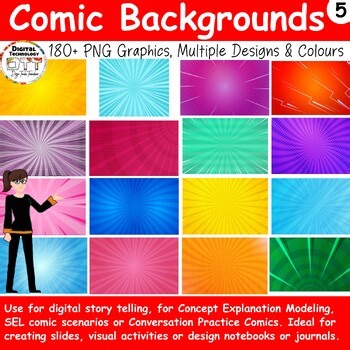 Comic Backgrounds and Panels, 186 PNG for Digital Storytelling Slides & SEL