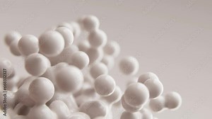 Abstract 3D render animation moving milky white milk orbs balls matte animated background metaballs blobs particles bubbles morphing flying molecules ball wallpaper medical presentation backdrop