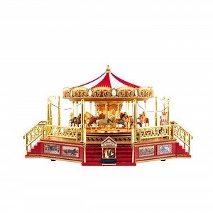 Mr. Christmas 14" Animated Musical World's Fair Boardwalk Carousel, Gold, 90th Anniversary Collection