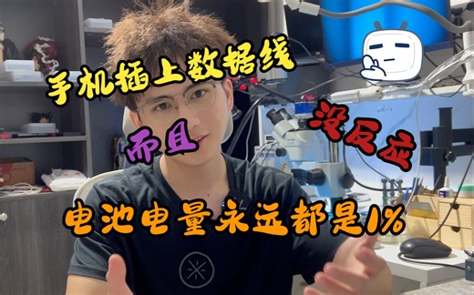 手机插上数据线没反应，而且电池电量永远都是1%