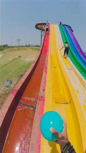 Pov : Reverse Climbing On Big Water Slide With Ball😳
