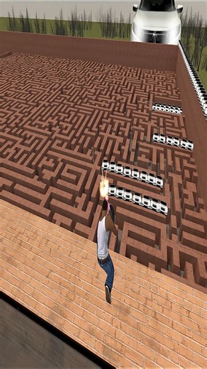 CJ Destroying Vehicle in Big Maze Nextbot Gmod #shorts | Game Toons Espanol