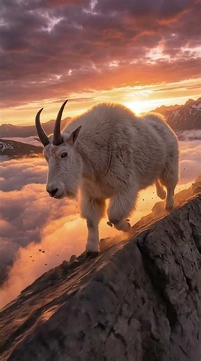 Mountain Goats Climbing an Impossible Cliff