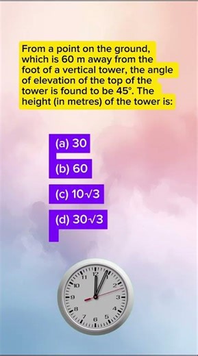 Height of Tower Trick! 😱 | 45° Question | Class 10 Trigonometry MCQ