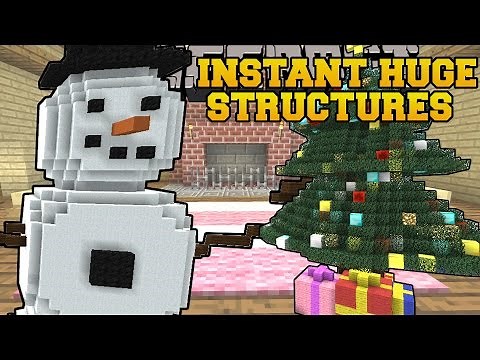 Minecraft: INSTANT CHRISTMAS STRUCTURES! (HOUSES, SNOWMAN, SLEIGH, & CHRISTMAS TREE!) Mod Showcase