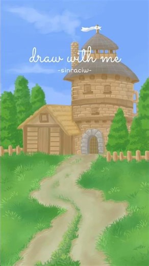 Peaceful Countryside Tower | Fairytale Style Digital Painting #drawing #ibispaintx