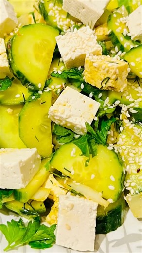 # Irresistibly Tasty Lemon Cucumber Tofu Salad Recipe!