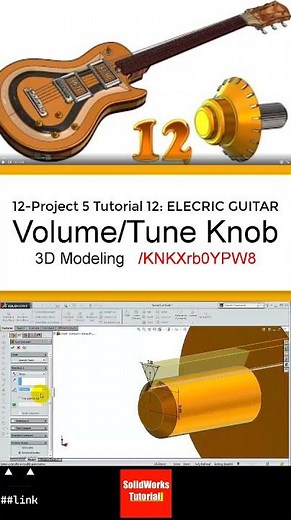 12- SolidWorks |eGuitar|: Volume/Tune knob - knob2 #3d #solidworks #drawing #engineering #design