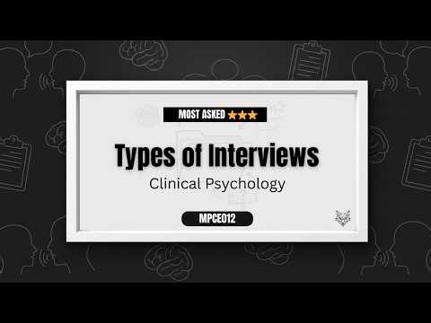 Types of Interviews in Clinical Psychology | MPCE-012