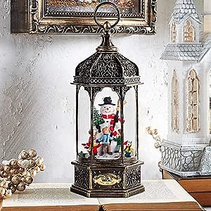 12.5'' Rotating Scene Musical Christmas Snow Globe Light Water Lantern- Snowman