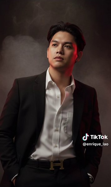 Gemina AI , upload you photo Prompt: Hands in Pockets – Relaxed Authority A hyper-realistic cinematic editorial portrait of the uploaded person (preserve face 100%). He stands tall in a dark moody studio,surrounded by soft drifting smoke under a dramatic spotlight.Outfit:Fit slate-black luxury suit with fit-leg trousers, paired with a slightly unbuttoned white silk shirt. Both hands tucked casually in pockets, shoulders relaxed, confident expression, head tilted slightly upward.