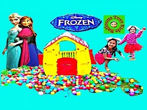 DISNEY FROZEN Movie Videos 2016 Rainbow House Ball Pit Surprise Big Anna vs Elsa Kids Fun Activities