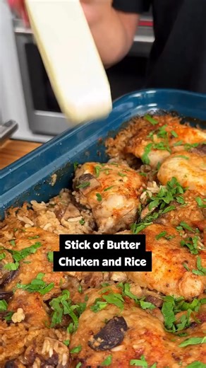 This is dinner on easy mode! 🍲 Stick of Butter Chicken and Rice will be your best friend in the kitchen when you don’t feel like spending hours over the stovetop! Click the link in the comments for the full recipe. 🔗 | Allrecipes