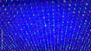 A seamless looping animation of binary digital computer matrix code transforming and glowing scene as 3d modeling procedural and geometric intelligence machine learning concept art loop animation. Stock Video