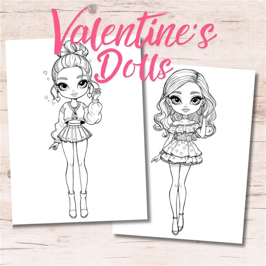 Valentines Coloring Pages | Fashion Coloring Book | Printable Valentines Activity | Valentines Coloring Pages for Kids and Adults - Etsy