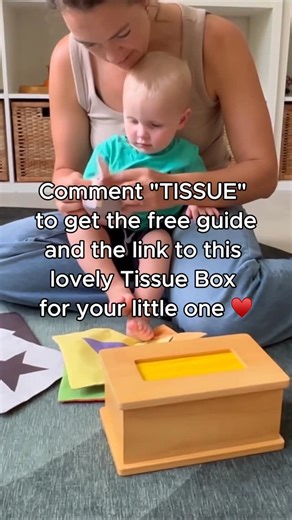 Montessori & Me on Instagram: "Baby obsessed with pulling tissues? We’ve got you. 😉 Comment TISSUE and we’ll DM you our FREE Montessori Play Guide — showing how to turn that chaos into purposeful, sensory play the Montessori way. 💛 #MontessoriBaby #MontessoriAtHome #LearningThroughPlay #SensoryPlay #MontessoriParenting #MontessoriToys #BabyDevelopment #MontessoriAndMe"