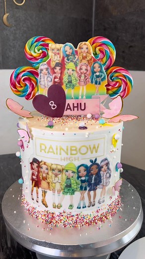 Rainbow High Cake for Happy Birthday Celebration
