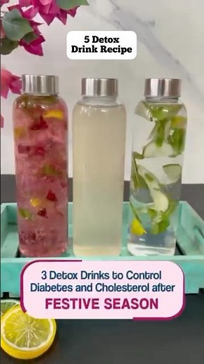 5 Detox Water Recipes to help manage diabetes, cholesterol and weight loss #detoxwater #shorts #diet