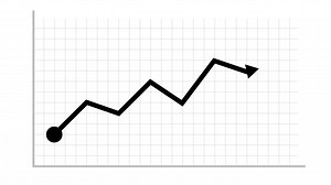 Premium stock video - Black line graph with arrow showing gains 2d animation