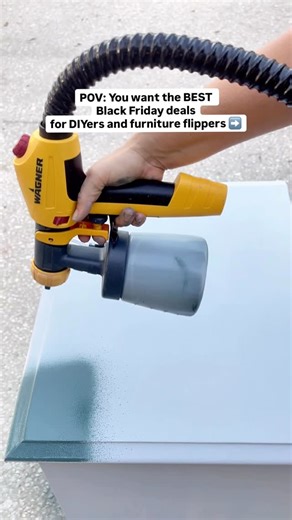 Julia | Furniture Flipping | Home DIY Projects | Easy Tutorials on Instagram: "Comment 🖤 for the full Black Friday list! ⤵️ Black Friday is the only week all year where almost every tool I use drops in price, and some of these deals are honestly wild! If you’ve been waiting to start spraying, try a better mask fit, or upgrade your sanding setup, today is the day. Today’s standouts: • @inokraft GoSpray – the $46 beginner sprayer • @wagnerspraytech Flexio 5000 – my go-to upgrade for smoother fini