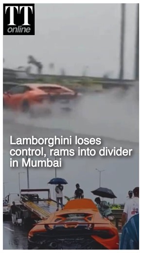 1.8K views · 11 reactions | #Watch | A speeding high-end Lamborghini car rammed into the divider of the Coastal Road in Mumbai. #lambhorgini #mumbai #viralvideo | The Telegraph | Facebook