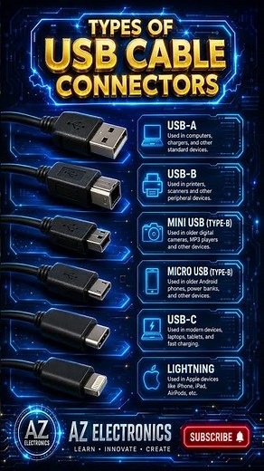 Types of USB Cable Connectors Explained | USB-A, USB-B, Mini USB, Micro USB & USB-C