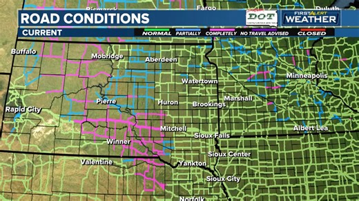 7:06 AM Update: Road conditions have deteriorated significantly in central South Dakota as accidents are being reported. Please be careful when traveling today! Also visibility has been reduced as multiple types of precipitation are following at this hour. | Dakota News Now