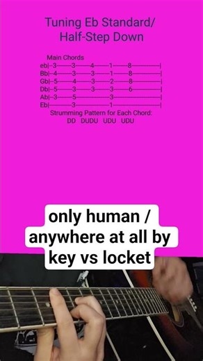 only human / anywhere at all by key vs locket- Acoustic Guitar Tab #shorts