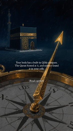 The Khassa on Instagram: "When it’s time to pray, you look for the Qibla. But what if the Qur’an hinted that your own cells already know where to turn? Allah says in the Qur’an: “So wherever you turn, there is the Face of Allah.” (Surah Al-Baqarah, 2:115) This verse shows Allah’s presence everywhere, but scholars say there’s another wisdom in it: everything in the universe is naturally directed toward its Creator. Science Behind It Scientists have found tiny magnetic crystals in human cells, esp