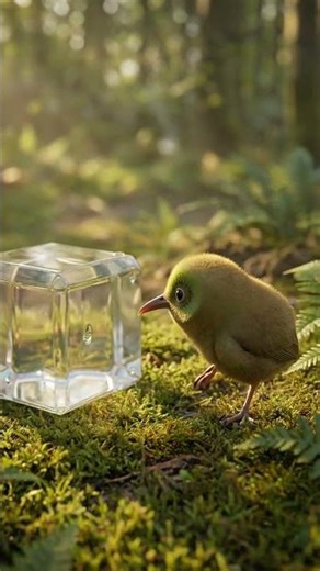 Curious Kiwi Meets an Ice Cube 🧊🐥 #Shorts