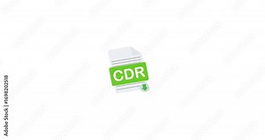 Animated cdr file icon representing cdr file concept for digital and creative use