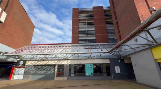 Inside abandoned Red Rose Centre in Sutton Coldfield where 4 shops remain