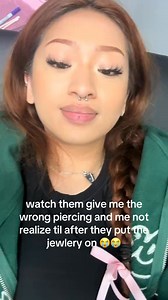 bruh lowkey traumatizing and my vertical labret not even straight but whatever bruh 😭 thats what u get for being impulsive | Piercing World Videos