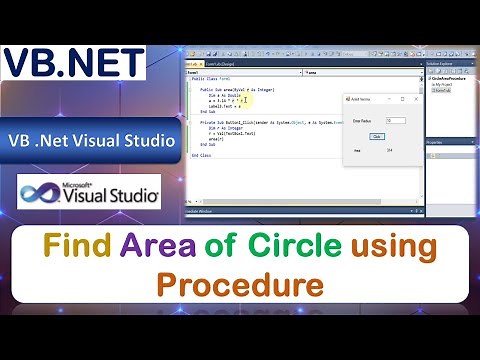 P39 | Windows Application to Find Area of Circle using Procedure | VB.Net
