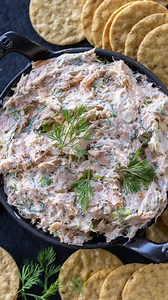 Turns out I prefer salmon dip that actually has a lot of salmon in it 😜 Most dips are primarily cream cheese with just a bit of salmon, mine is the opposite! It’s delicious with crackers or veggies but also amazing spread over a piece of sourdough bread! Full recipe is on momsdish.com | Momsdish - Crazy Easy Cooking