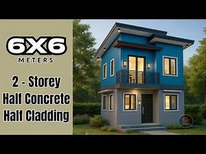 6x6 METERS HOUSE DESIGN (Half Concrete Half Metal Cladding)