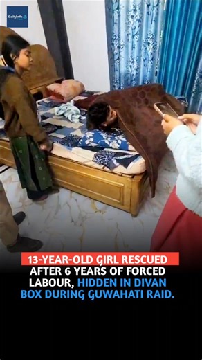 dailyinfo feed on Instagram: "In a shocking case of child exploitation in Guwahati's Panjabari area, a 13-year-old girl was rescued from inside a divan storage box after six years of alleged forced domestic labour and abuse by employer Amrin Akhtar Laskar. Hidden for nearly 25 minutes during a District Labour Task Force raid on February 1, the traumatised minor was discovered in distress at House No. 69, Juripar. A case (Dispur PS 60/26) has been registered for illegal confinement and child labo