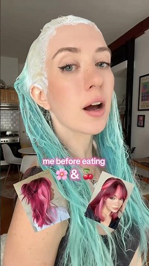 pov: I eat pink and red hair dye 🍽️🌸🍒 #hairtransition #hairtok #hairgoals