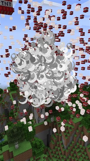 Big explosion of a TNT ball in minecraft