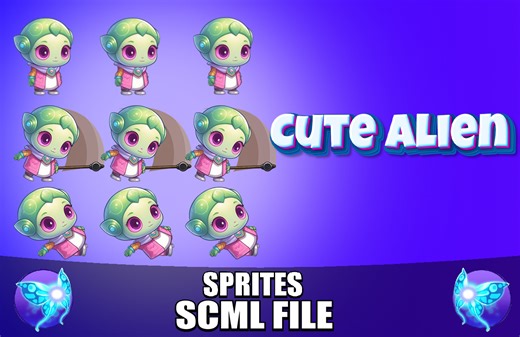 Cute Alien  - 2D Animated Character (Spriter) by Gamelauncher Shop